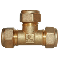 T-rør klemring med 3 kuplinger, messing, 12 mm