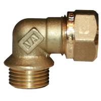 Albue klemring, VA med 1 kupling x utvendig, messing, 12 mm x 3/8"