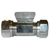 Kuleventil med vred, VA, forkrommet, klemring 15 mm